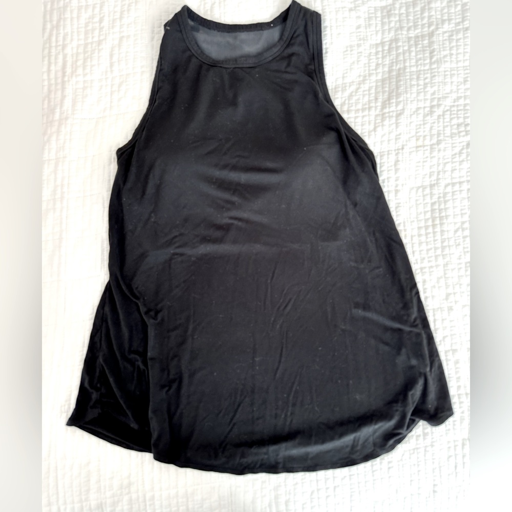 Shebird Freedom Racerback tank with built-in bra. Black. 32C-34B